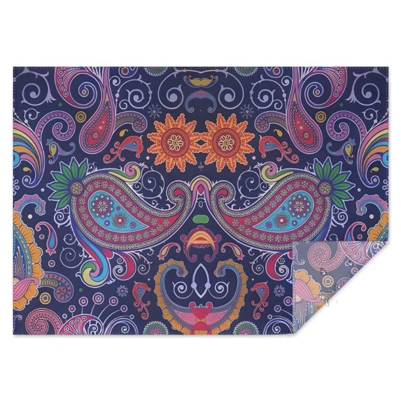Multicolor Ethnic Paisley Pattern Rectangle Tablecloth 60"x84",Waterproof Polyester Rectangle Table Cloth, Wipeable Spillproof Polyester Tablecloth for Dining, Camping, Indoor and Outdoor