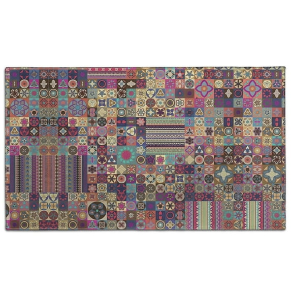 Multicolor Ethnic Patchwork Pattern Door Rugs,Washable Non Slip Door Mats Indoor,Decorative Door Mats,Entry Mat Indoor for Entrance,Bedroom,Kitchen,Bathroom,17"x30"