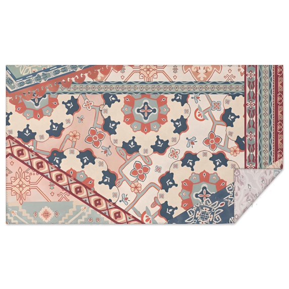 Multicolor Ethnic Patchwork Pattern Rectangle Tablecloth 60"x102",Waterproof Polyester Rectangle Table Cloth, Wipeable Spillproof Polyester Tablecloth for Dining, Camping, Indoor and Outdoor