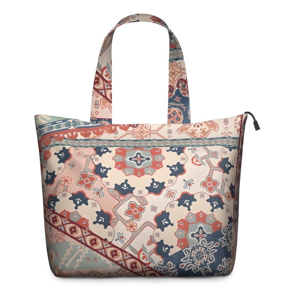 Multicolor Ethnic Patchwork Pattern Travel Tote Bags for Women Carry On,Large Weekender Bags for Women Travel,Multi Functional Duffle Bag for Work,Shopping,Sports