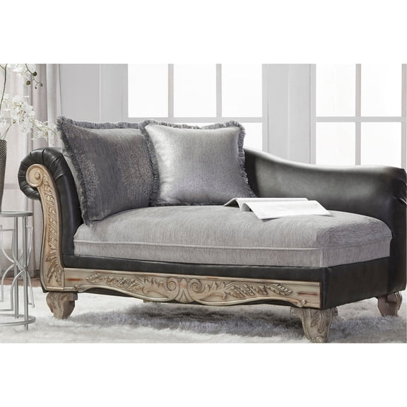 Multicolor Fabric Chaise | Adds Charm to American Traditional Decor | Hand - Carved Wood in Antique Finish | Solves Style and Comfort Problems