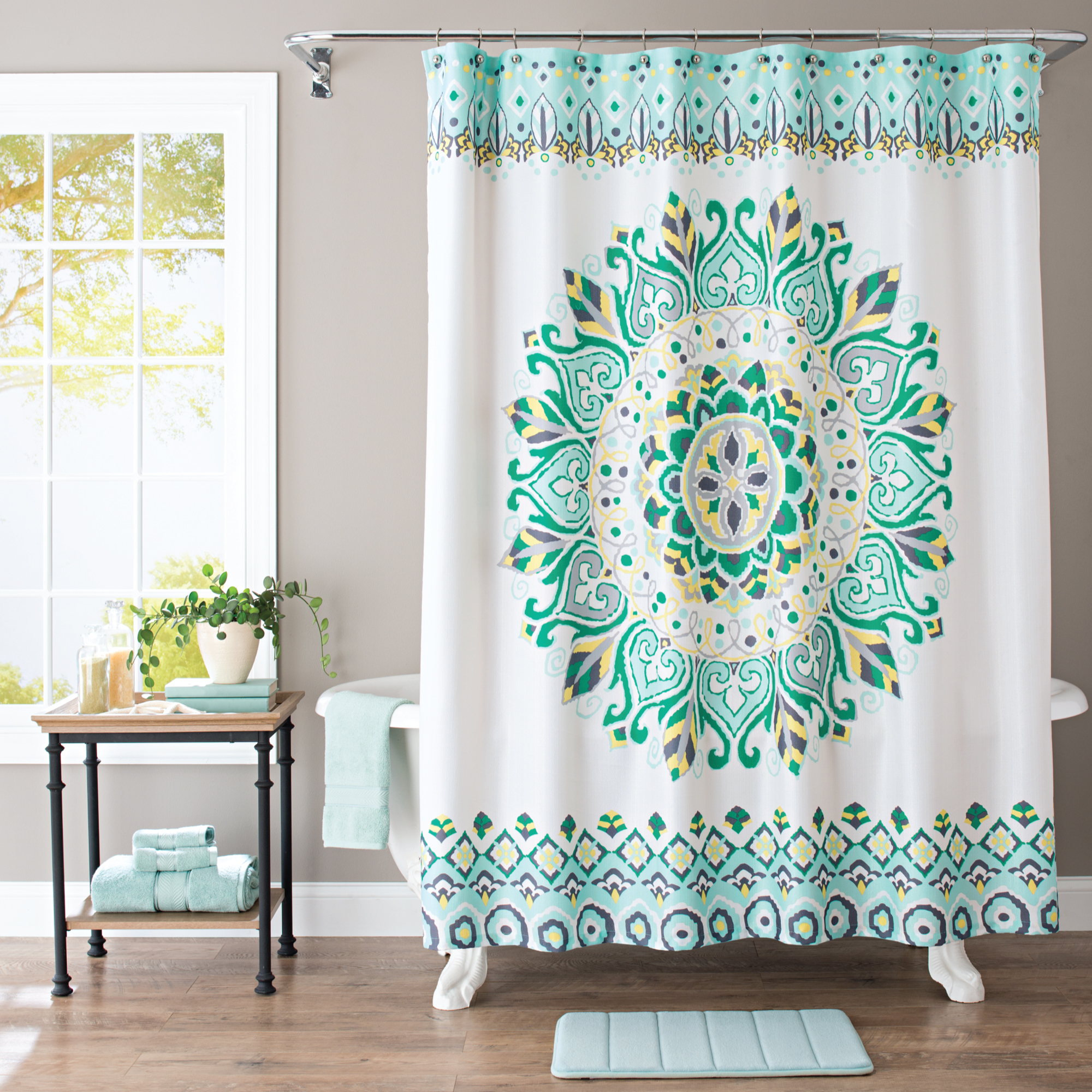 Multicolor Fabric Shower Curtain, 72" x 72", Better Homes & Gardens Medallion Pattern - image 1 of 5