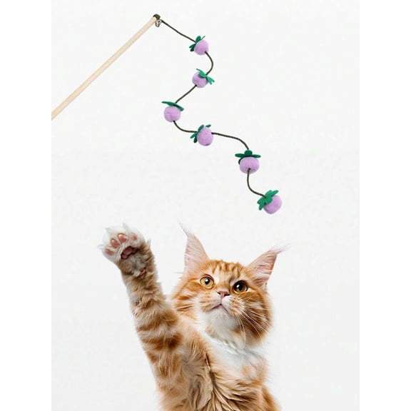 Multicolor Felt Fruit Cat Teaser Wand Interactive Toy For Cats