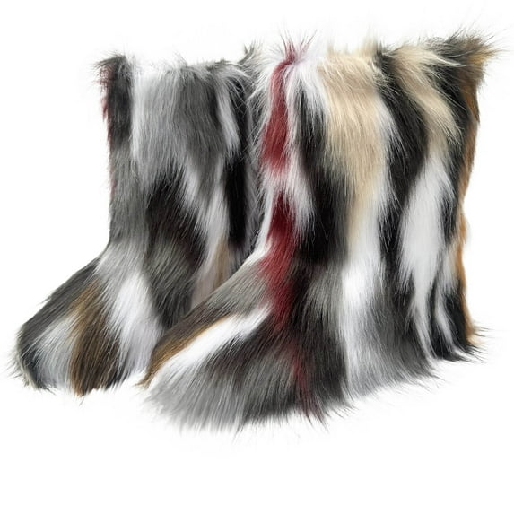 Multicolor Female Snow Boots With Plush Lining And Round Toe For Maximum Warmth And Comfort In Winter Seasons And Errands