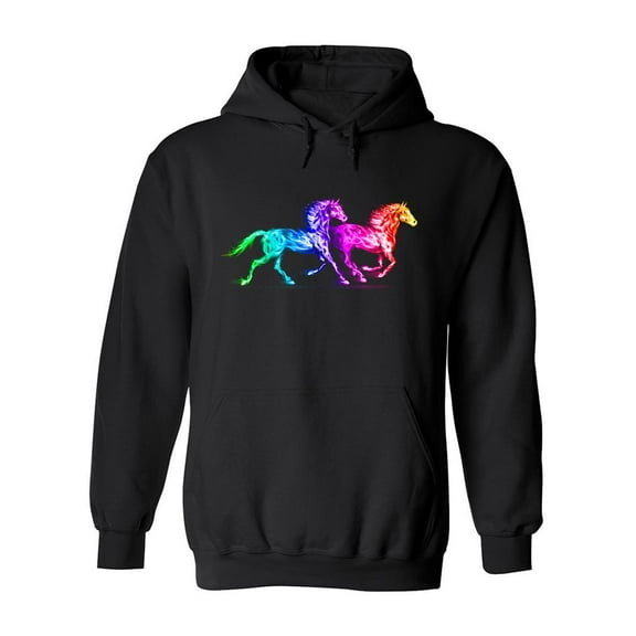 Multicolor Fire Horses Hoodie Men -Image by Shutterstock, Male Small