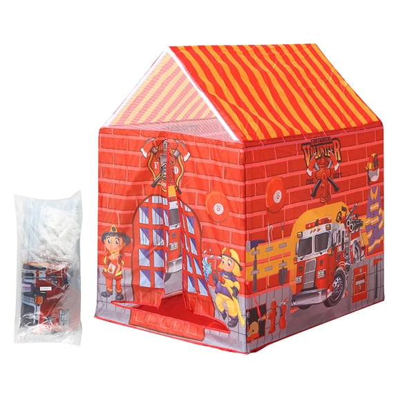 Multicolor Fire Station Diy Play Tent For Kids Pretend Playhouse For Indoor Outdoor Use 37X28X41 Inch