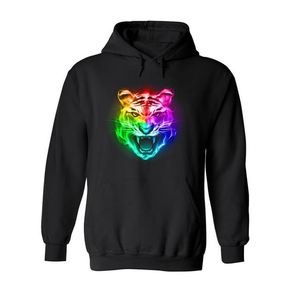 Multicolor Fire Tiger Head Hoodie Men -Image by Shutterstock, Male XX-Large