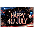 thumbnail image 1 of Multicolor Fireworks Happy 4th of July Independence Day Celebration Banner Red White Blue Balloons for Outdoor Decor Party Event, 1 of 7
