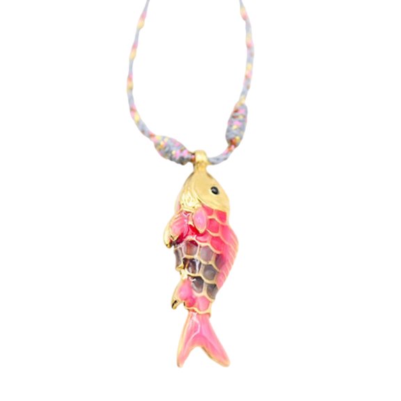 Multicolor Fish Charm Necklace Lovely Pendant Neckchain Stainless Steel Adjustable Chain Jewelry Piece