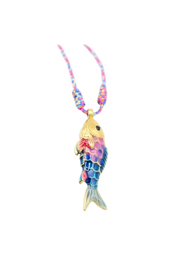 Multicolor Fish Charm Necklace Lovely Pendant Neckchain Stainless Steel Adjustable Chain Jewelry Piece