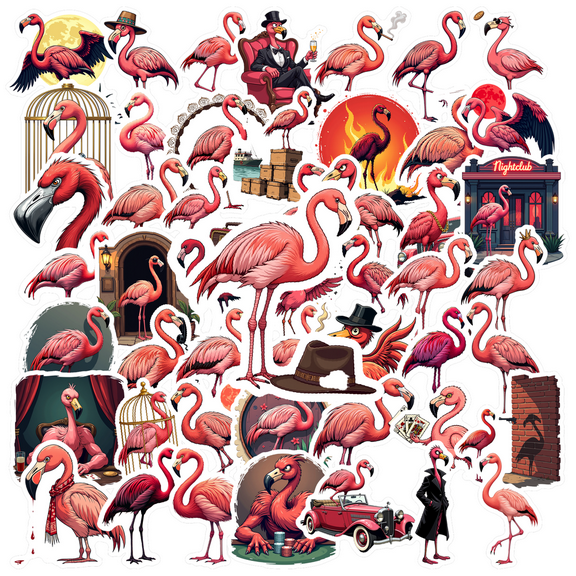 Multicolor Flamingo Stickers Waterproof Bird Stickers Vinyl Small Packaged for Notebooks Luggage Phones