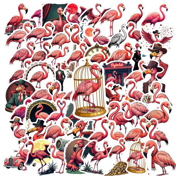 Multicolor Flamingo Stickers Waterproof Bird Stickers Vinyl Small Packaged for Notebooks Luggage Phones