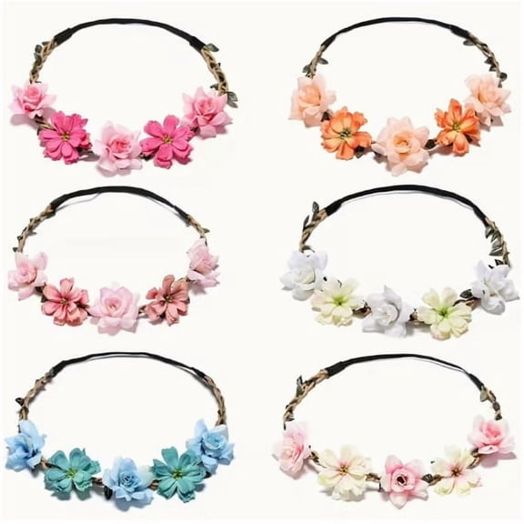 Multicolor Floral Crown Headband - Soft & Breathable Flower Garland Tiara for Weddings, Proms, Festivals & Photo Shoots