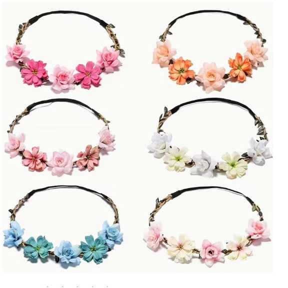 Multicolor Floral Crown Headband - Soft and Breathable Flower Garland Tiara for Weddings, Proms, Festivals, Parties, and Photo Shoots