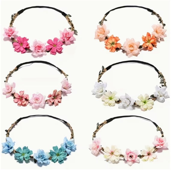 Multicolor Floral Crown Headband - Soft and Breathable Flower Garland Tiara for Weddings, Proms, Festivals, Parties, and Photo Shoots