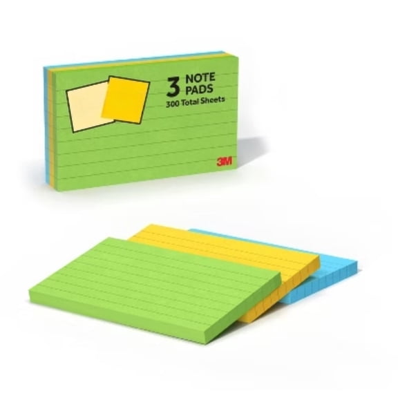 Multicolor Floral Fantasy Sticky Notes 3Pack 3x5" 100 Sheets/Pad Uncoated Art Paper