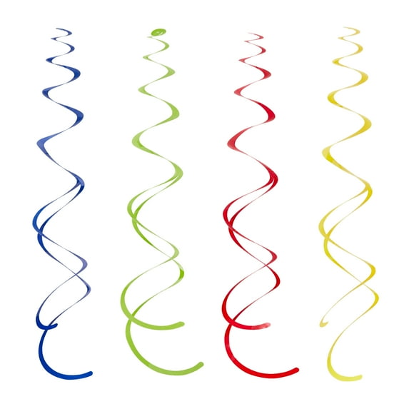 Multicolor Foil Dizzy Danglers Hanging Decoration, 4 Count, 26", by Way to Celebrate