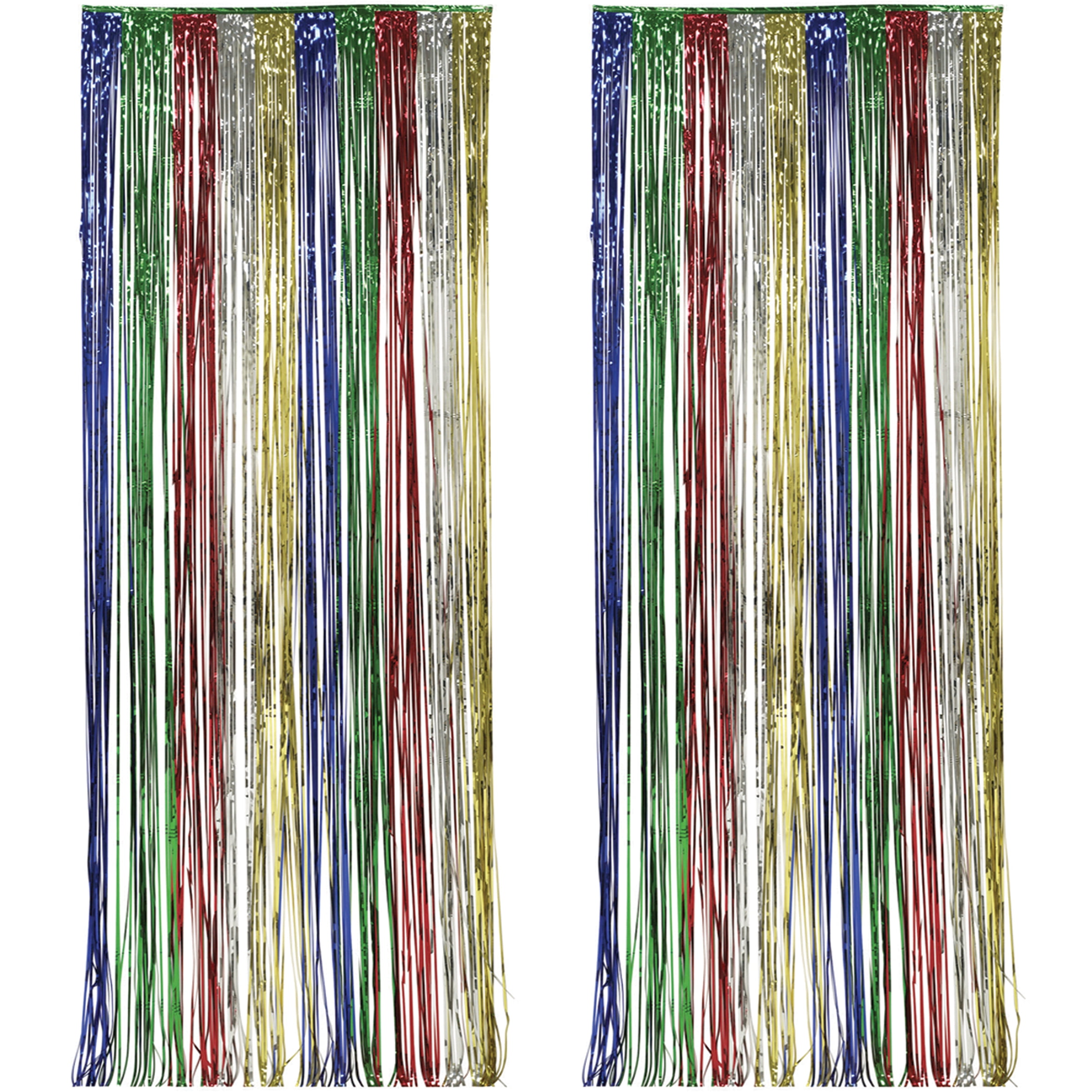 Way to Celebrate 8' x 3' Multicolor Foil Fringe Door Curtain for Parties, 2 Count