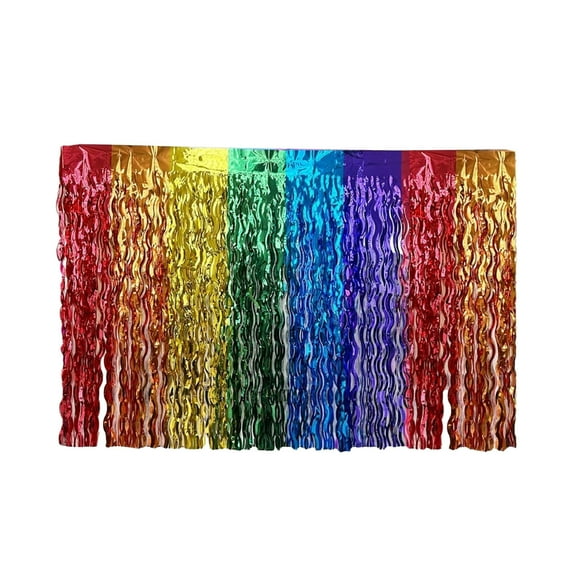 Multicolor Foil Fringe Table Skirt for Party Decorations - Perfect for Weddings, Birthdays, Independence Day, and Special Events