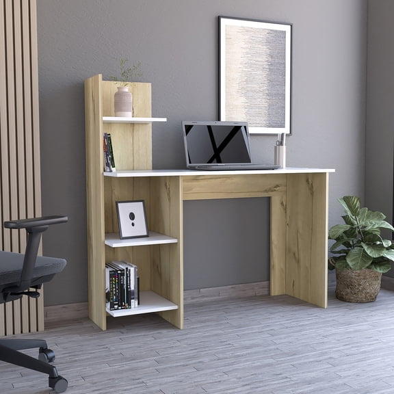 Multicolor Four - Shelf Desk / Offers Ample Storage Space
