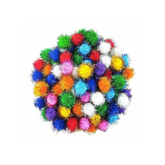 Multicolor Fuzzy Pom-Pom Cat Toy Balls 100 Pack Interactive Pet Play Balls