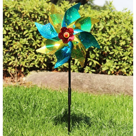 Multicolor Garden Pinwheel Windmill | Large Outdoor Spinning Plastic Yard Decor | Thickened Durable Construction | Vibrant Foil Blades for Farm Orchard Lawn Patio | DIY Assembly | 1 Piece