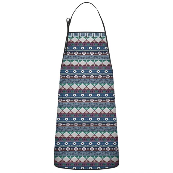 Multicolor Geometric Boho Pattern Apron-Garden Aprons for Women with Pockets-Cotton Linen Waterproof Kitchen Cooking Gardening Aprons Adjustable for Kitchen,Cooking,BBQ and Salon 33x27 Inch