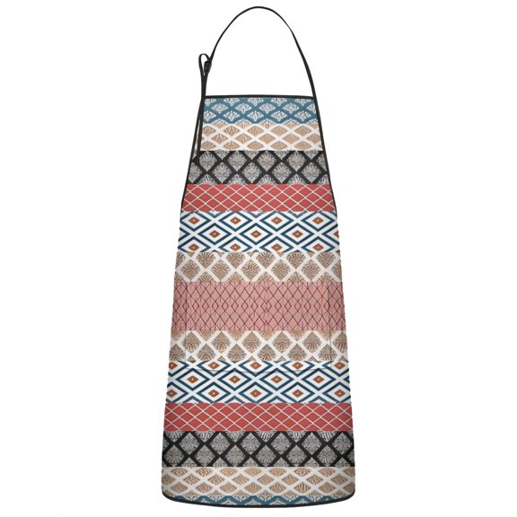 Multicolor Geometric Boho Pattern Apron-Garden Aprons for Women with Pockets-Cotton Linen Waterproof Kitchen Cooking Gardening Aprons Adjustable for Kitchen,Cooking,BBQ and Salon 33x27 Inch