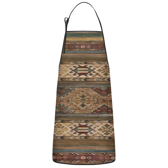 Multicolor Geometric Boho Pattern Apron-Garden Aprons for Women with Pockets-Cotton Linen Waterproof Kitchen Cooking Gardening Aprons Adjustable for Kitchen,Cooking,BBQ and Salon 33x27 Inch