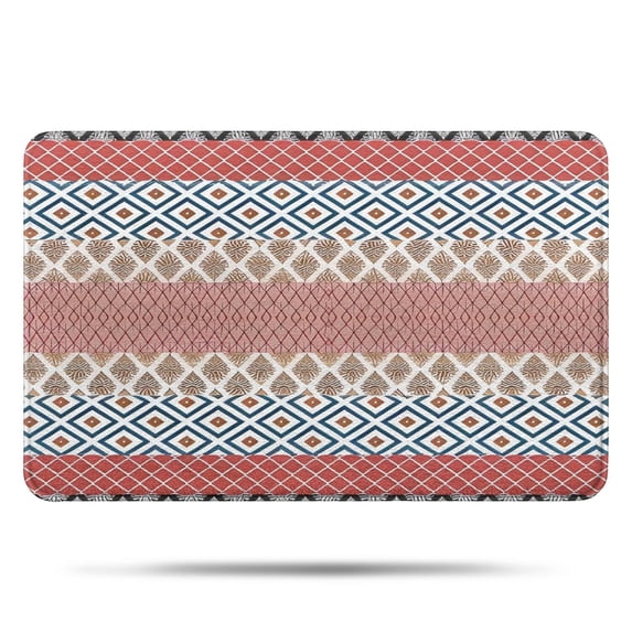 Multicolor Geometric Boho Pattern Bathroom Rugs Mat,Non Slip Microfiber Bathroom Rug,Rubber Backing,Soft Bathroom Mats for Bathroom Floor,Tub and Shower,17x27in(43x68cm)