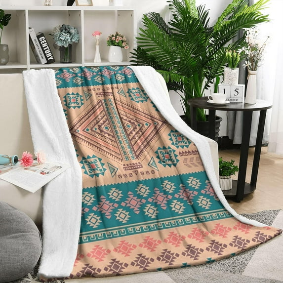 Multicolor Geometric Boho Pattern Blanket,Comfortable Soft Lamb Wool Throw Blanket,All Season,Warm Lightweight Blankets for Sofa Bed Couch Living Room Chair,50"x60"
