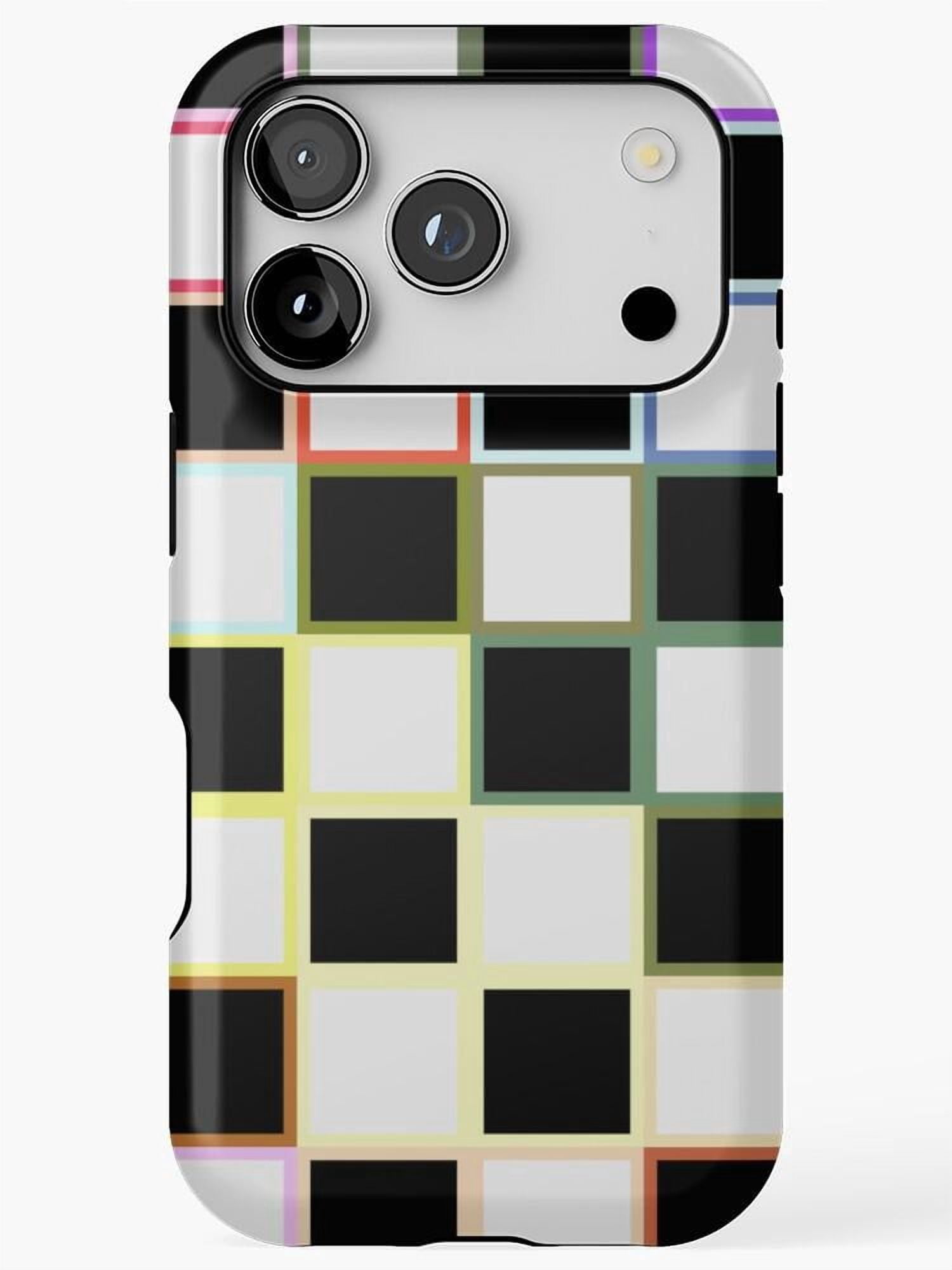 Multicolor Geometric Grid Tough Case for Apple iPhone, Dual-Layer ...