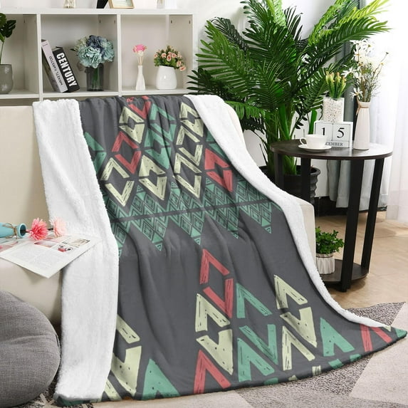 Multicolor Geometric Pattern Blanket,Comfortable Soft Flannel Throw Blanket,All Season,Warm Lightweight Blankets for Sofa Bed Couch Living Room Chair,40"x50"