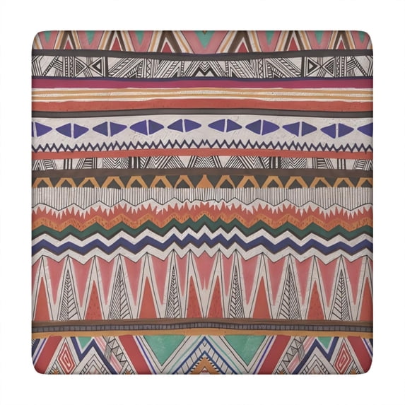 Multicolor Geometric Pattern Square Fitted Tablecloth with Elastic Edge,Square Table Cover,Washable Elastic Table Cover for Home Kitchen Party Decor 34"x34"
