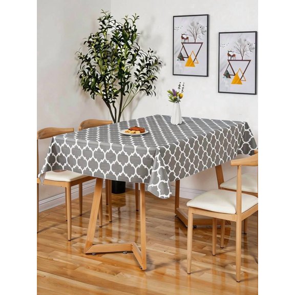 Multicolor Geometric Pattern Waterproof Elastic Tablecloth Set 3pcs 72x30 Inch
