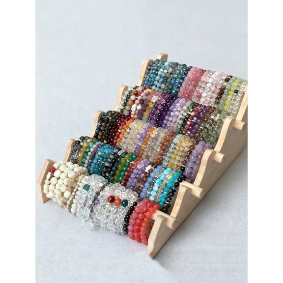 Multicolor Glass Beaded Stretch Bracelet Set - 60-80 Pieces Stackable