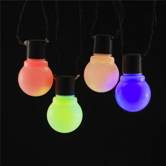 Multicolor Glass LED Old Fashion Party Time Christmas Holiday Light Set - Black Wire, Set of 10