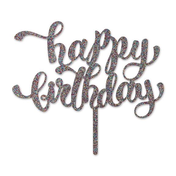 Multicolor Glitter Happy Birthday Cake Topper, 5" x 6", by Way To Celebrate