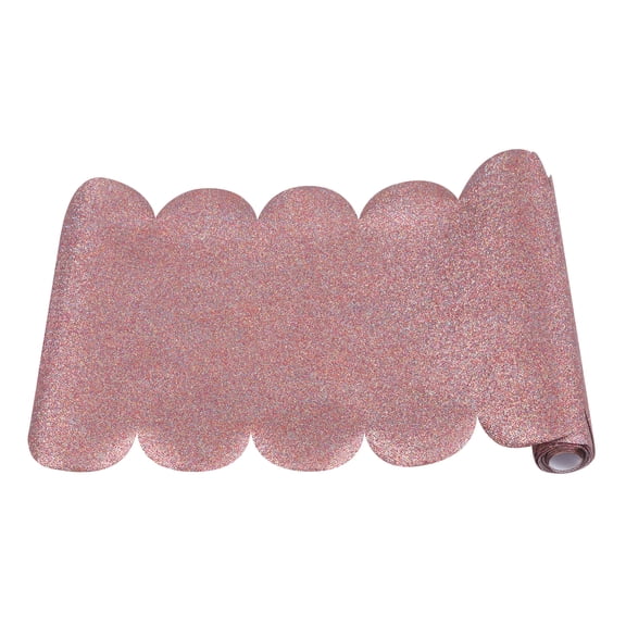 1 Count 11.5IN x 108IN Multicolor Glitter Scalloped-Edge Plastic Table Runner by Way To Celebrate