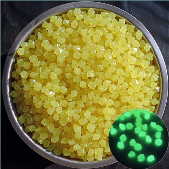 Multicolor Glowing Stones for Outdoor Decor | Rhombus Shape Glow Pebbles | 200-Pack | Eco-Friendly Resin | Aquarium, Garden, Walkway, Swimming Pool | 1.3x0.9cm | Luminous Decorative Gravel