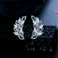 thumbnail image 1 of Multicolor Gold Color CZ Ear Cuff Climbing Feather Angle Wing Hook Stud Earrings, 1 of 9