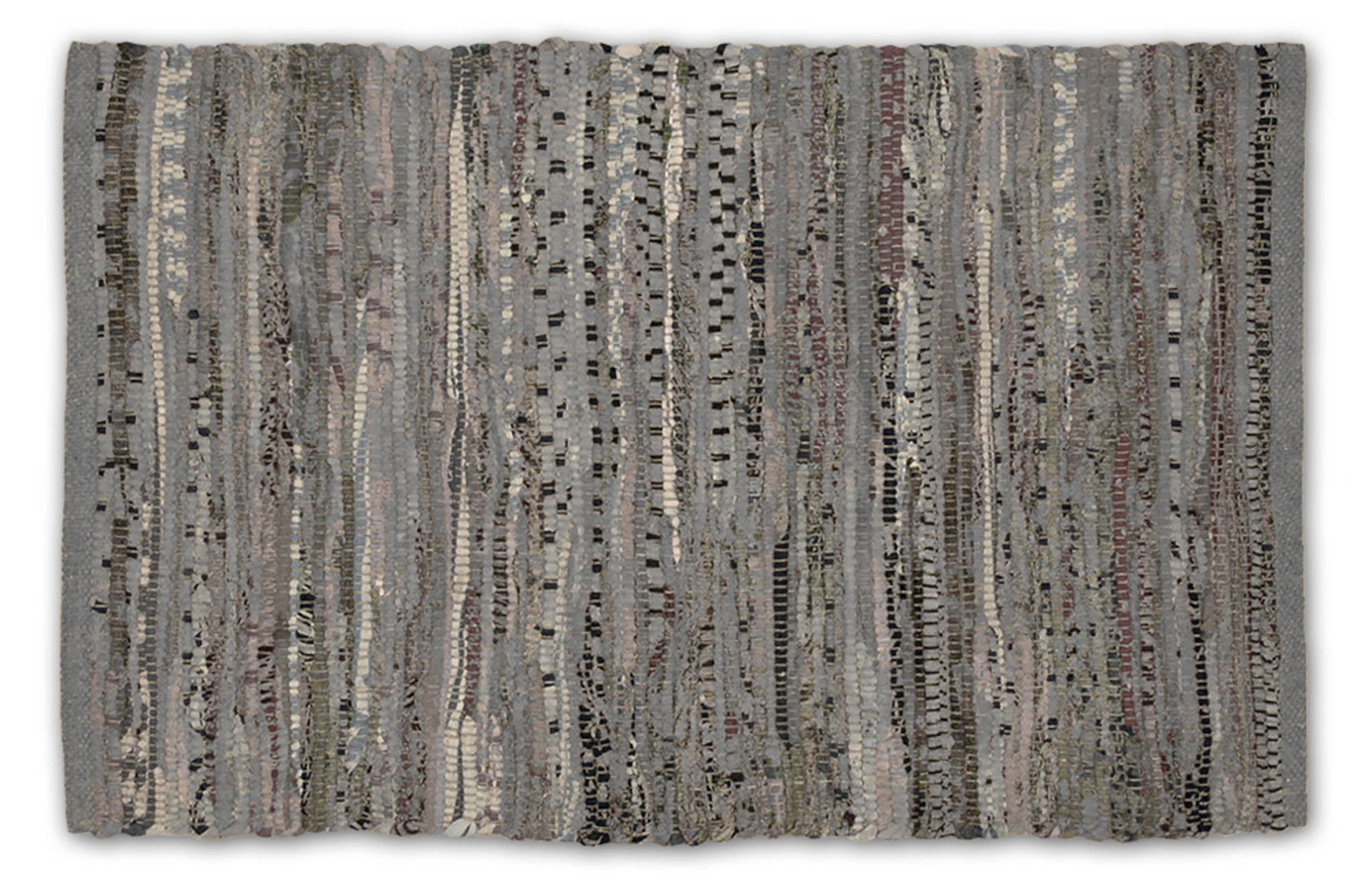 Handmade Multi Gray Cotton Reversible Rag Rug 2x3