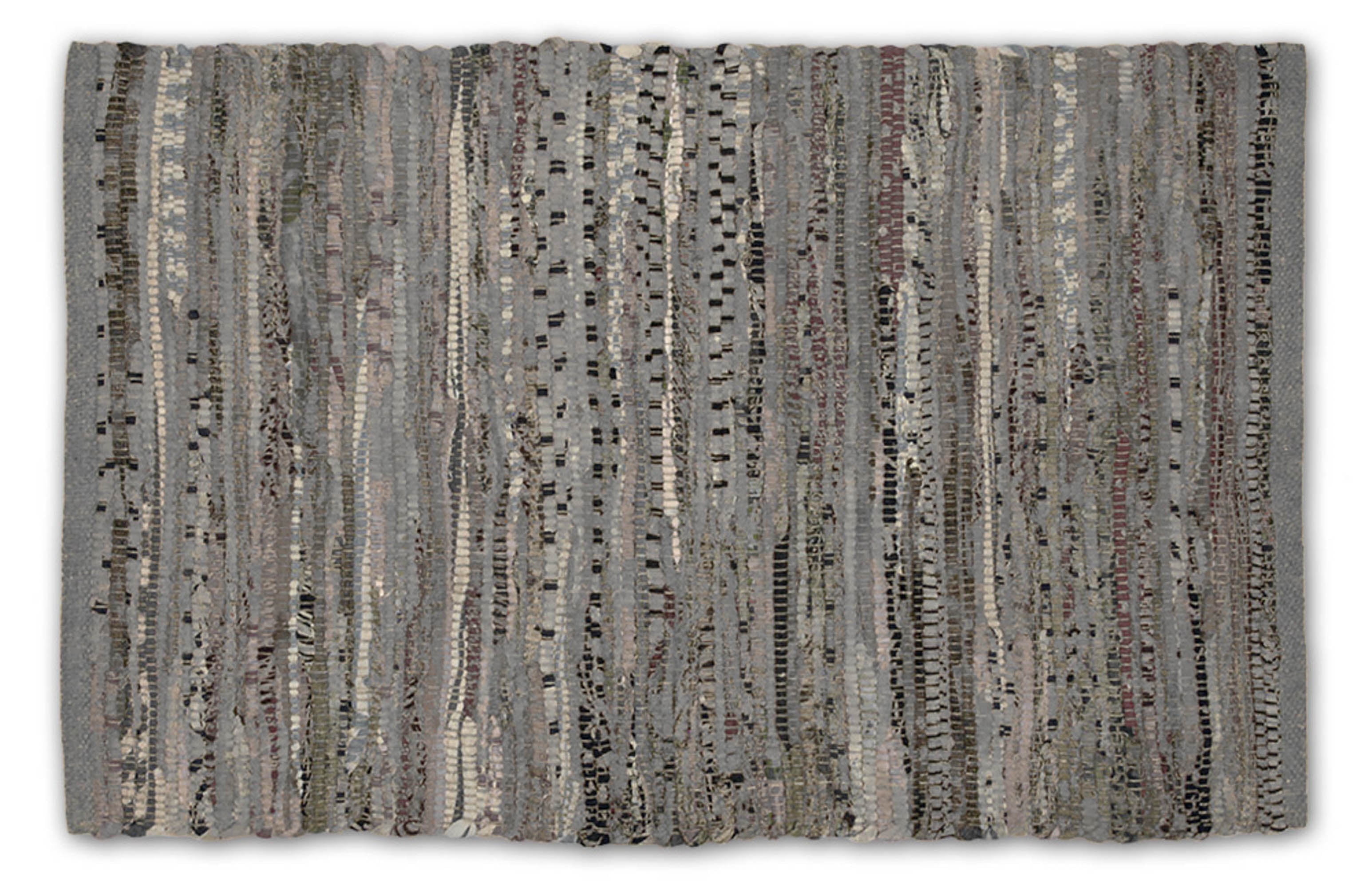 Handmade Multi Gray Cotton Reversible Rag Rug 2x3