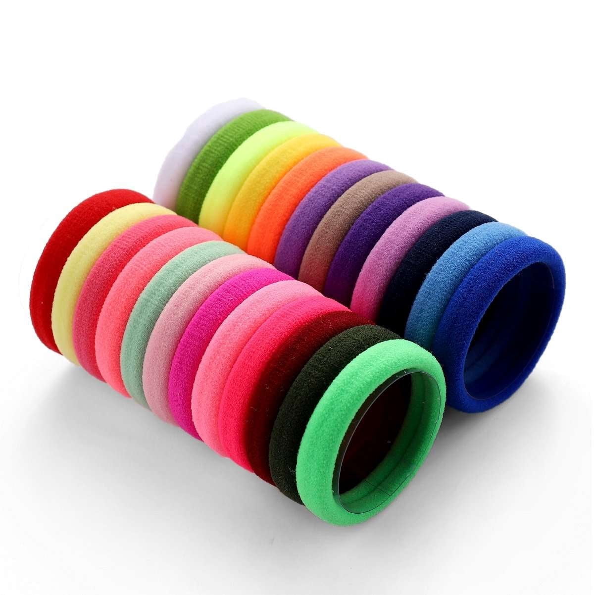 Multicolor Hair Bands Ties Elastics Ponytail holders No Crease Thick Seamless Cotton Stretch Hair Ties Durable Headband for Women&nbsp;(Pack Of 24)