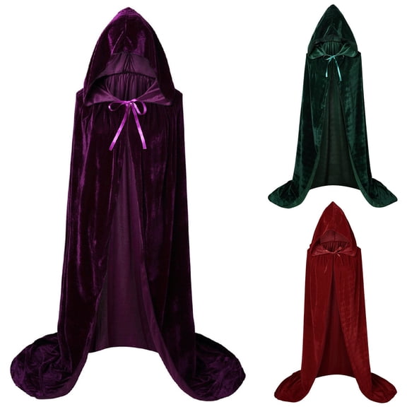 Multicolor Halloween Reaper Hooded Cloak Scary Ghost Tattered Robe for Adult Halloween Shawl Polyester,Spandex Adult Velvet Cape with Hood,Renaissance Halloween Witch Costume,Wizard Cloak XXL