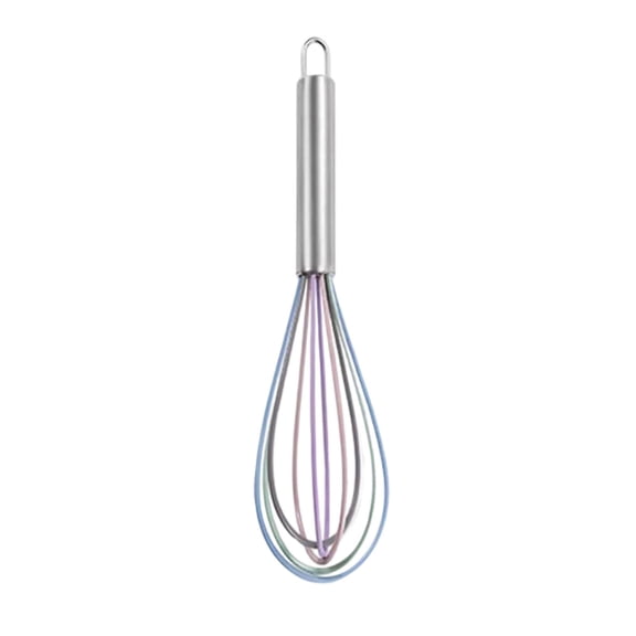 Multicolor Hand-Blended Balloon Whisk, 8-Inch Stainless Steel Egg Beater with Rainbow Silicone Handle, Mixer for Baking, Sauces, and Whipped Cream
