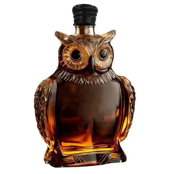 Multicolor Hand Blown Owl Whiskey Bottle High Borosilicate Glass Decorative Liquor Container Craft Artwork Unique Animal Shape Collectible Barware Gift