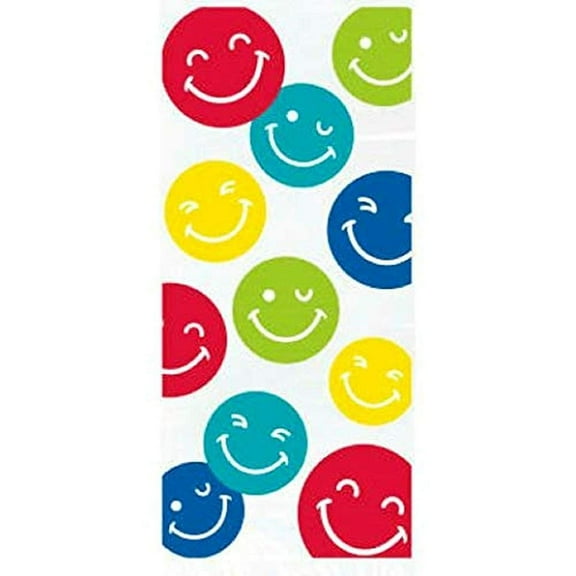 Multicolor Happy Face Cellophane Bags (20 Pcs) - 1 Pack