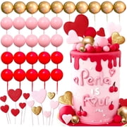 Multicolor Heart-shaped Spherical Cake Decoration Plug-in Set