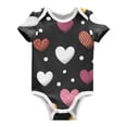 thumbnail image 1 of Multicolor Hearts with Dots Black Background Valentine Pure Cotton Bodysuit Short Sleeve Pajamas One-Piece Romper Unisex 2T, 1 of 6